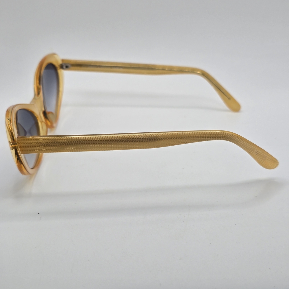 Vintage Jean Lafont Paris Gold Frame Sunglasses Blue Lenses - Picture 5 of 8